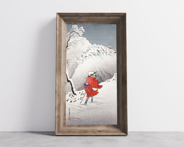 Takahashi Shotei — Snowy Evening on a Mountain Path | Japanese Woodblock Print (Shin Hanga)