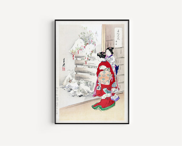 Ogata Gekkō — Snowy Garden (1887–1896) | Japanese Woodblock Print (Ukiyo-e)