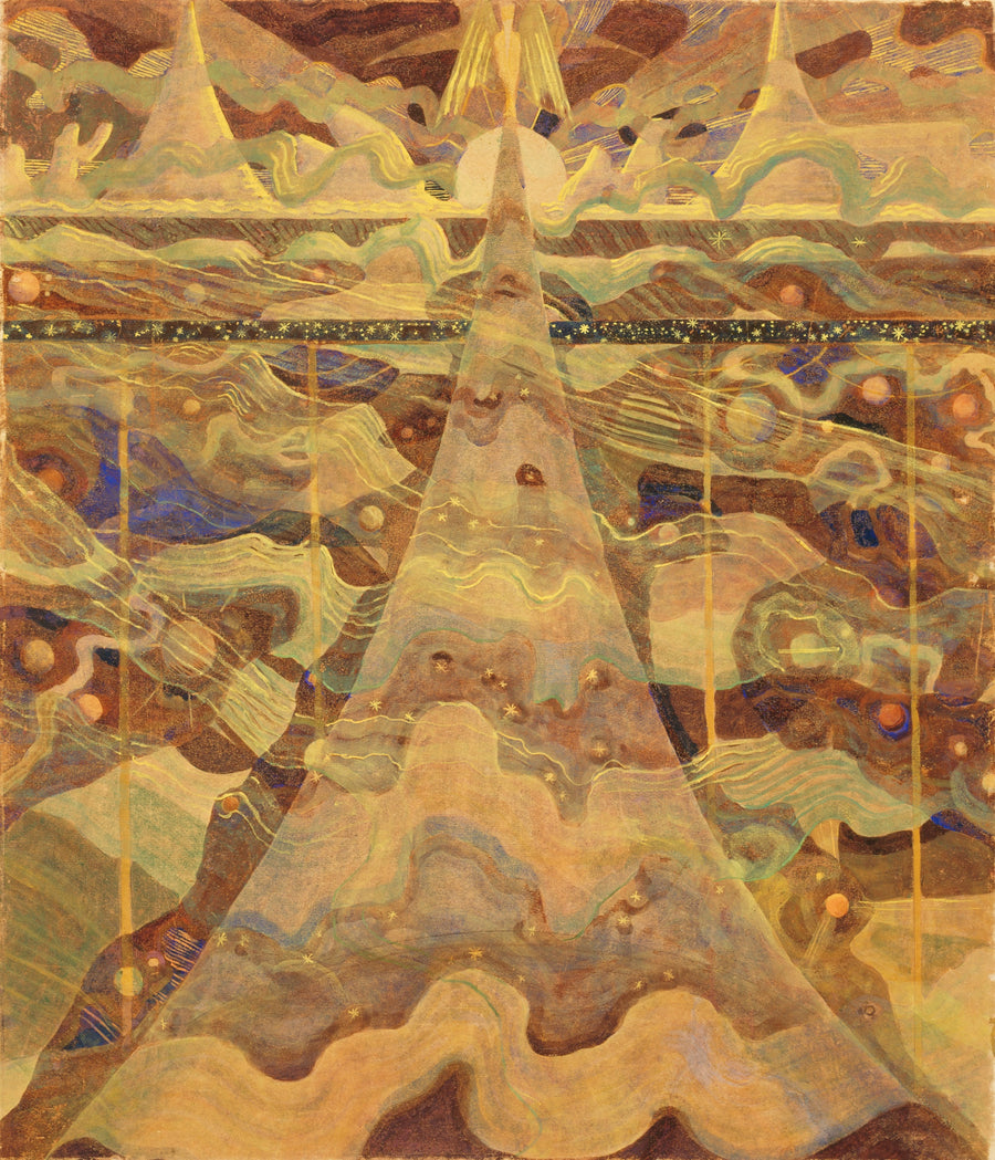 Mikalojus Konstantinas Čiurlionis — Sonata No. 6 (Sonata of the Stars). Allegro | Art Print shown to scale on a wall above a sofa