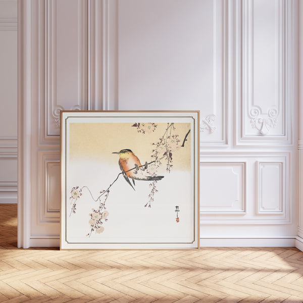 Ohara Koson — Songbird and Blossoming Cherry | Japanese Bird & Flower Woodblock Print
