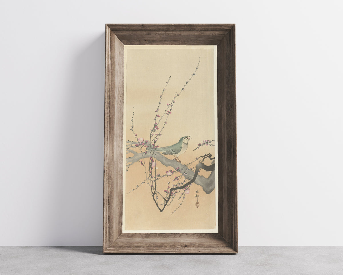 Ohara Koson — Songbird and Plum Blossom | Japanese Bird & Flower Woodblock Print