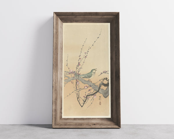 Ohara Koson — Songbird and Plum Blossom | Japanese Bird & Flower Woodblock Print
