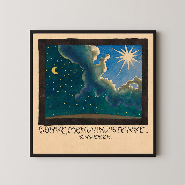 Karl Wiener — Sonne, Mond und Sterne (Sun, Moon and Stars) | Modernist Landscape Print