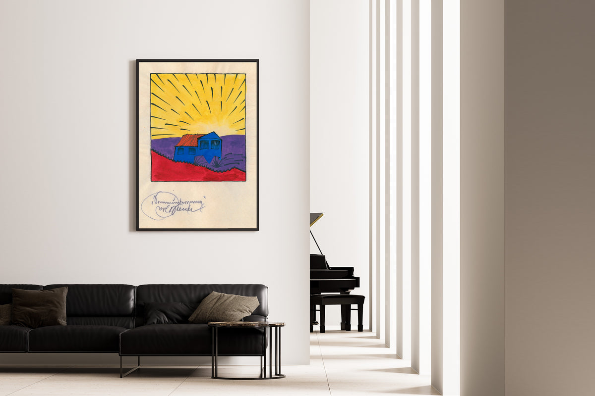 Karl Wiener — Sonnenuntergang (Sunset with a Blue House) | Modernist Landscape Print