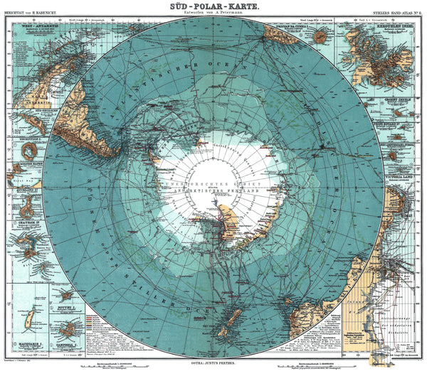 Hermann Habenicht — South Polar Map (Süd-Polar-Karte) | Vintage Atlas Map Print