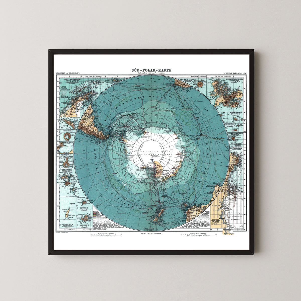Hermann Habenicht — South Polar Map (Süd-Polar-Karte) | Vintage Atlas Map Print