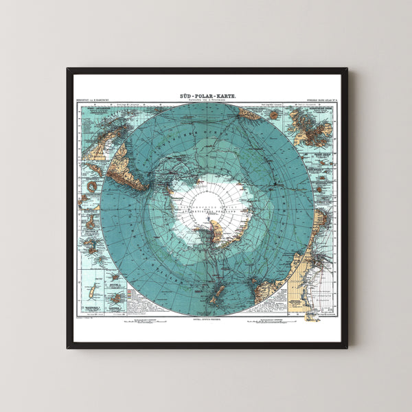 Hermann Habenicht — South Polar Map (Süd-Polar-Karte) | Vintage Atlas Map Print
