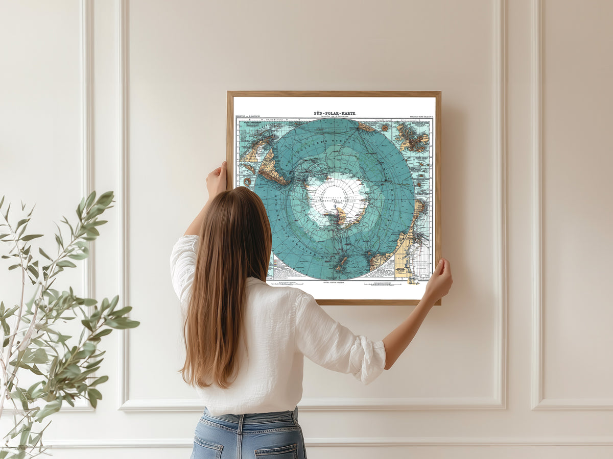 Hermann Habenicht — South Polar Map (Süd-Polar-Karte) | Vintage Atlas Map Print