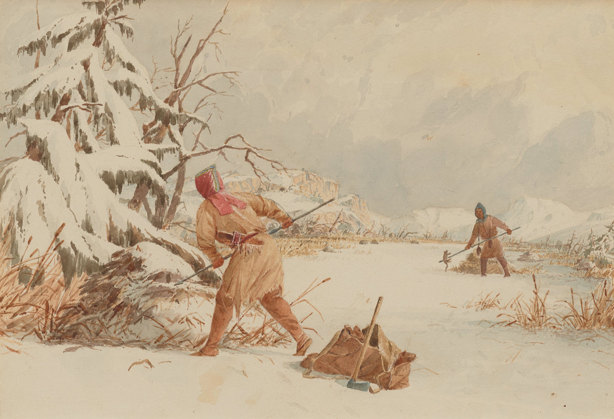 Seth Eastman — Spearing Muskrats in Winter | Western Art Print