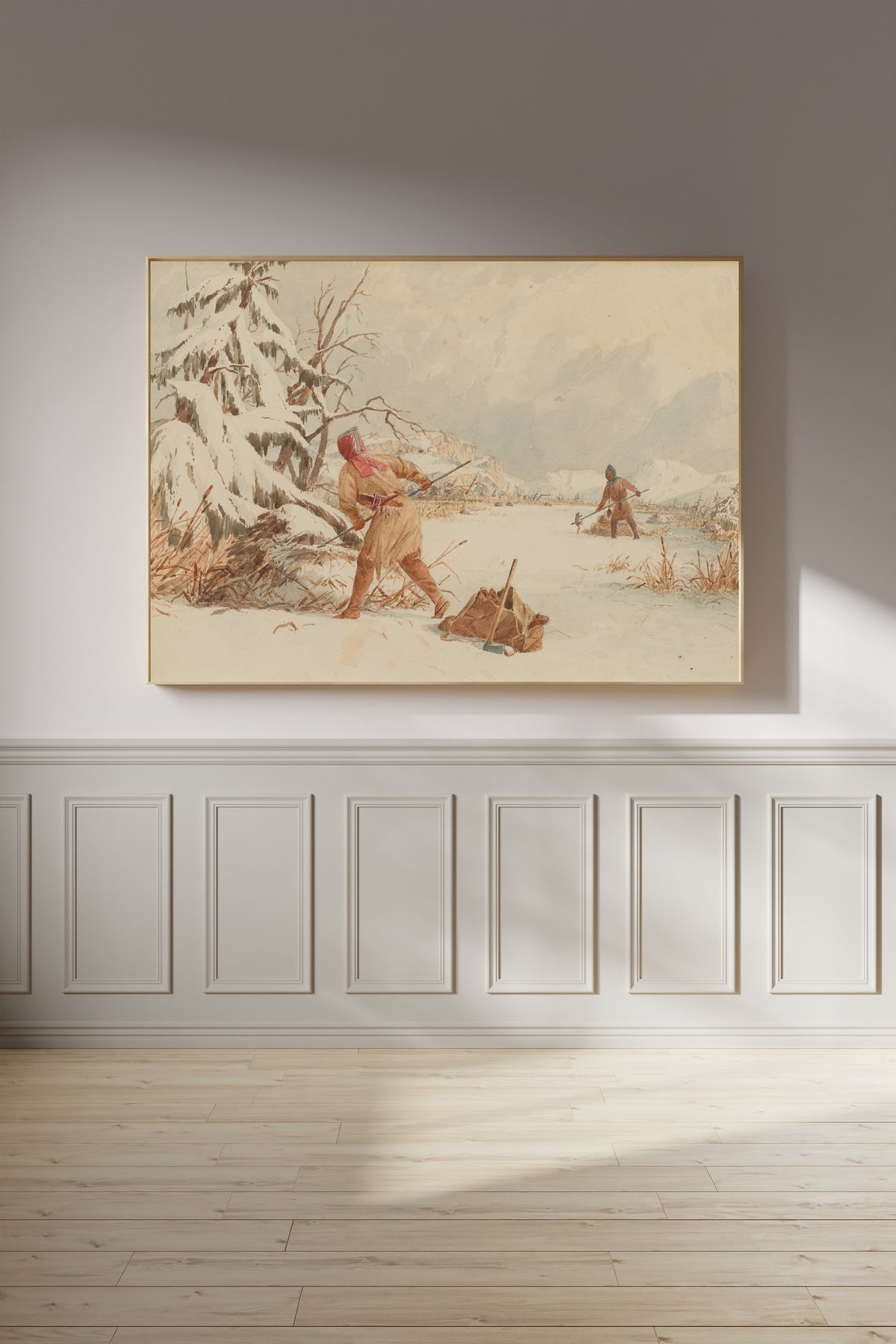 Seth Eastman — Spearing Muskrats in Winter | Western Art Print