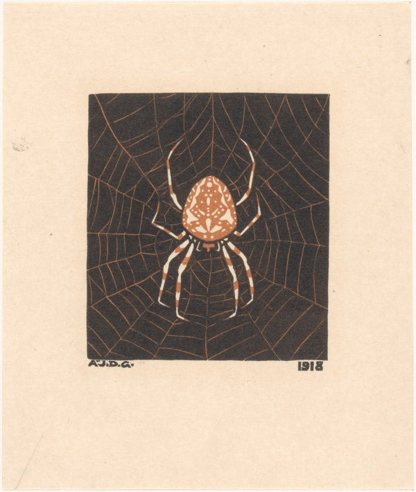 Julie de Graag — Spider in web | Woodcut Print