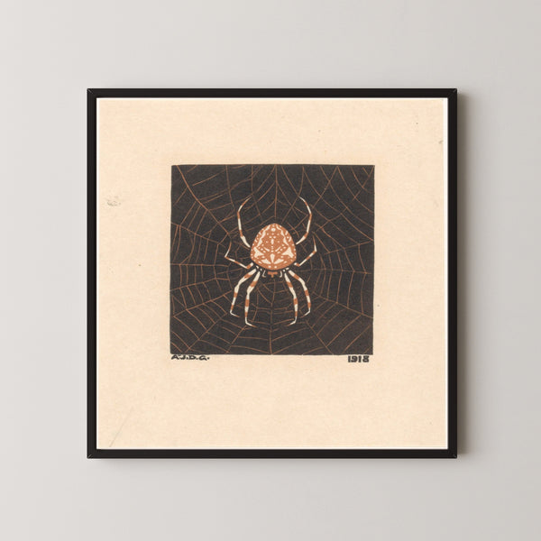 Julie de Graag — Spider in web | Woodcut Print
