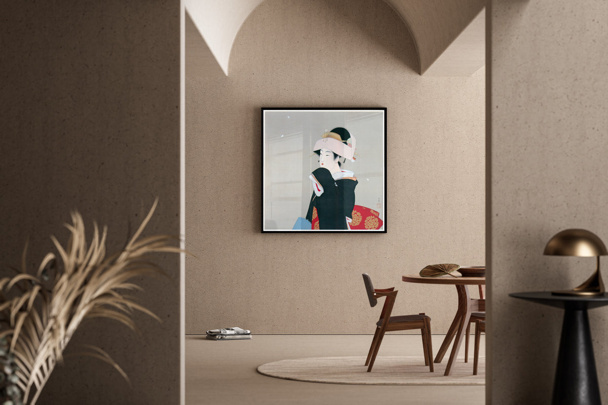 Spring by Uemura Shōen — shown framed on a wall