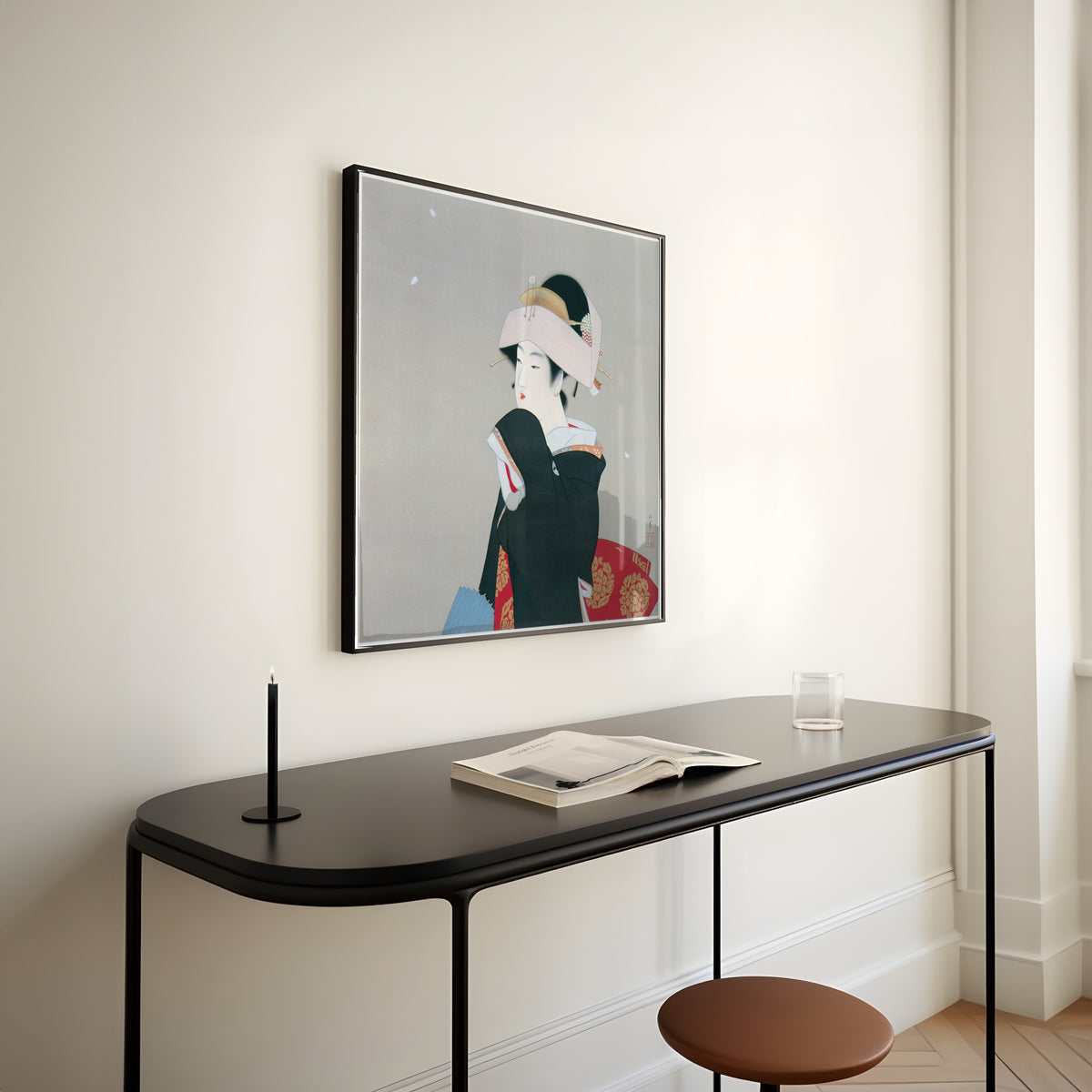 Spring by Uemura Shōen — shown framed on a wall