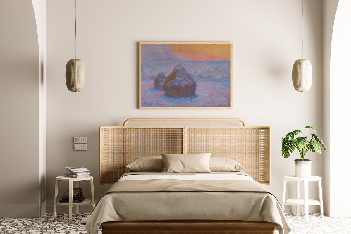 Claude Monet — Stacks of Wheat (Sunset, Snow Effect) | Fine Art Print