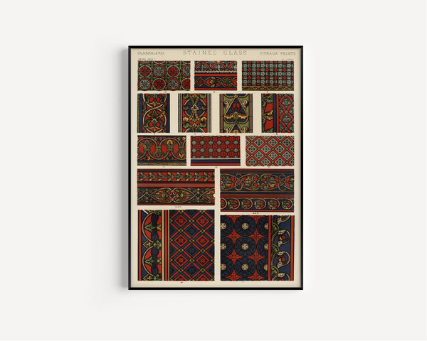 Owen Jones — Stained Glass, Plate LXIX*, from The Grammar of Ornament | Ornament Plate Print