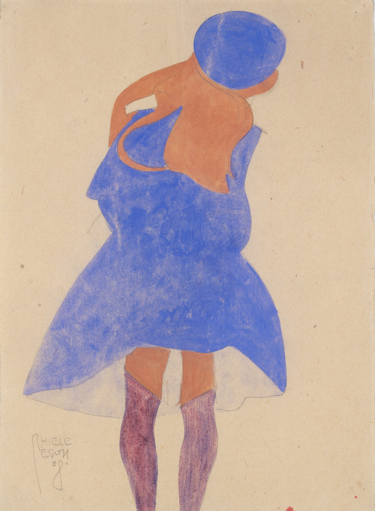 Egon Schiele — Standing Girl, Back View | Expressionist Fine Art Print
