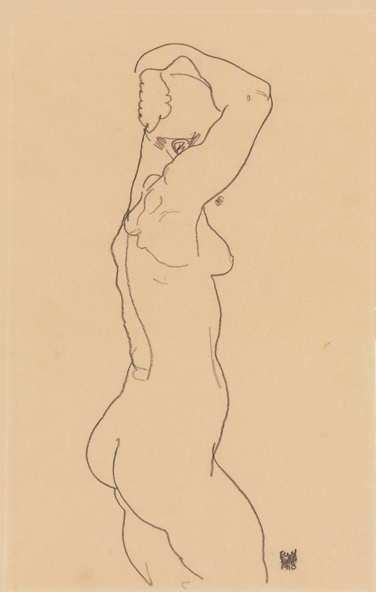 Egon Schiele — Standing Nude, Facing Right | Expressionist Fine Art Print