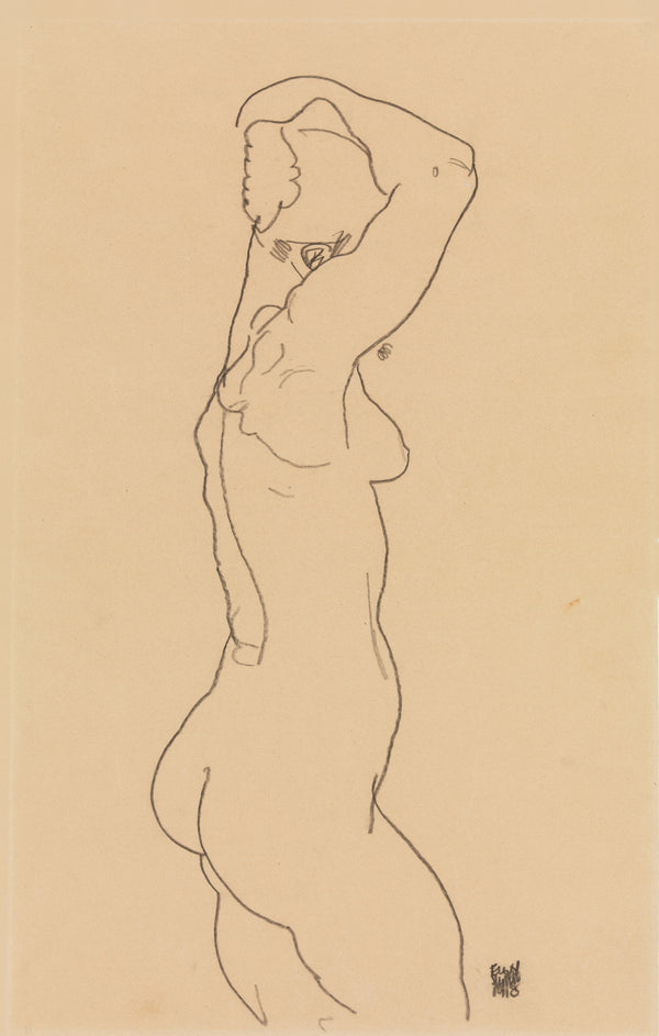 Egon Schiele — Standing Nude, Facing Right | Expressionist Fine Art Print