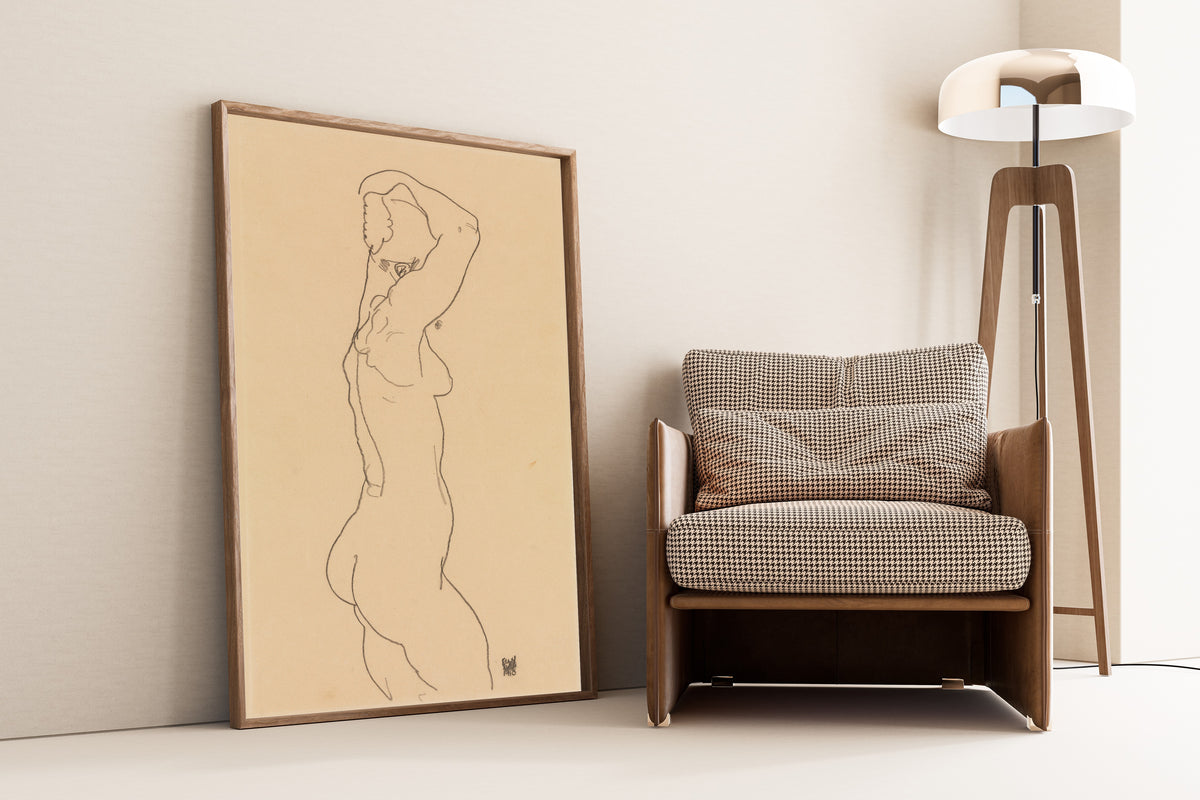 Egon Schiele — Standing Nude, Facing Right | Expressionist Fine Art Print