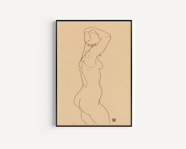 Egon Schiele — Standing Nude, Facing Right | Expressionist Fine Art Print