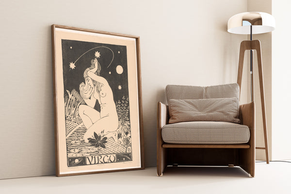 Henri van der Stok — Sterrenbeeld maagd [Zodiac sign Virgo] | Art Deco Woodcut Print