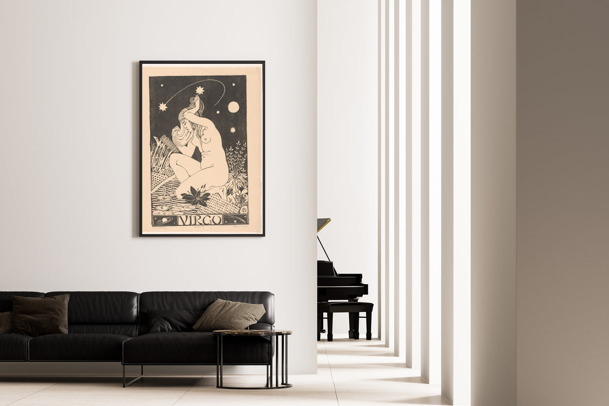 Henri van der Stok — Sterrenbeeld maagd [Zodiac sign Virgo] | Art Deco Woodcut Print