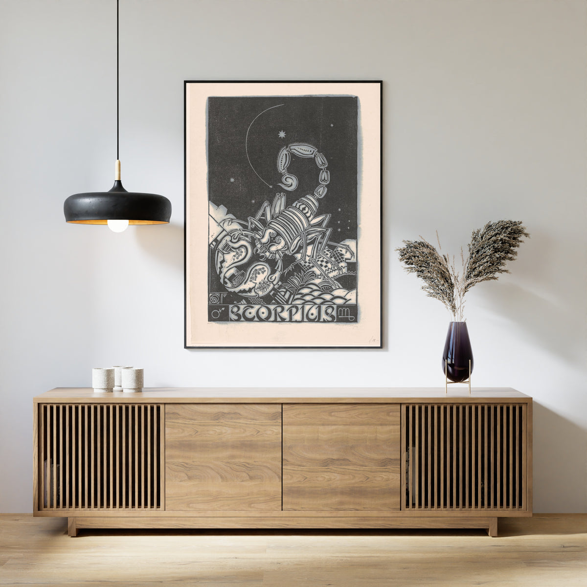 Henri van der Stok — Sterrenbeeld schorpioen [Zodiac sign Scorpio] | Art Deco Woodcut Print