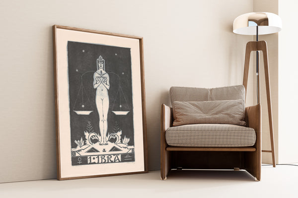 Henri van der Stok — Sterrenbeeld weegschaal [Zodiac sign Libra] | Art Deco Woodcut Print