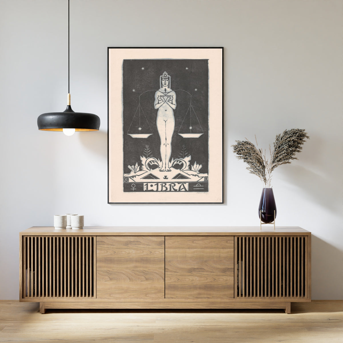 Henri van der Stok — Sterrenbeeld weegschaal [Zodiac sign Libra] | Art Deco Woodcut Print