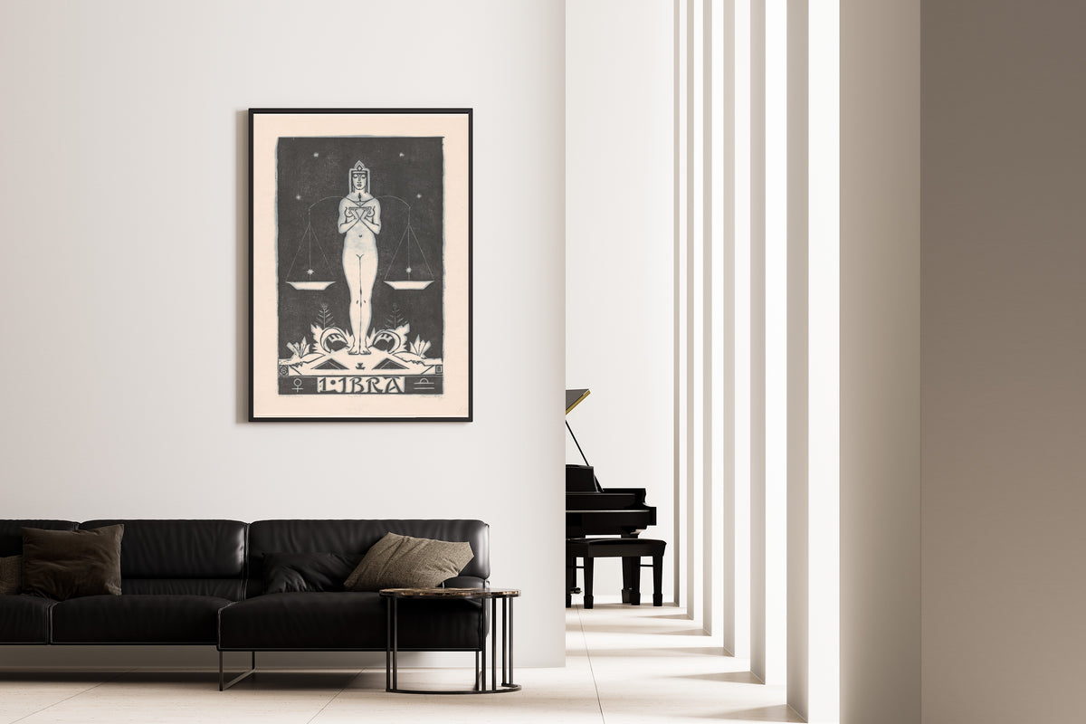 Henri van der Stok — Sterrenbeeld weegschaal [Zodiac sign Libra] | Art Deco Woodcut Print