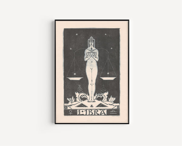 Henri van der Stok — Sterrenbeeld weegschaal [Zodiac sign Libra] | Art Deco Woodcut Print