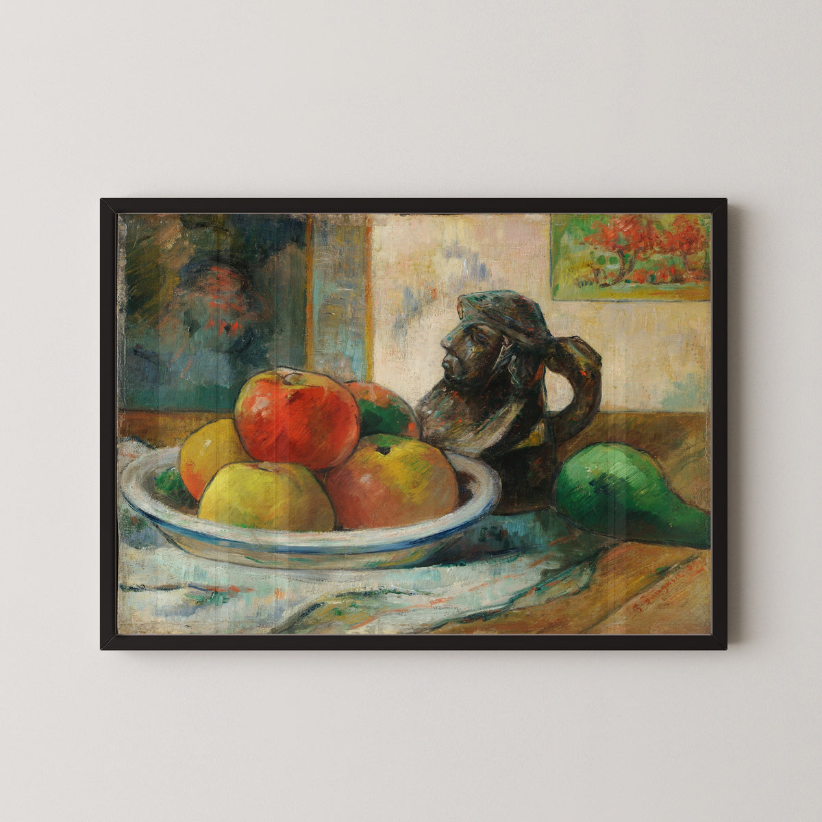 Paul Gauguin — Still Life with Apples, a Pear, and a Ceramic Portrait Jug | Fine Art Print
