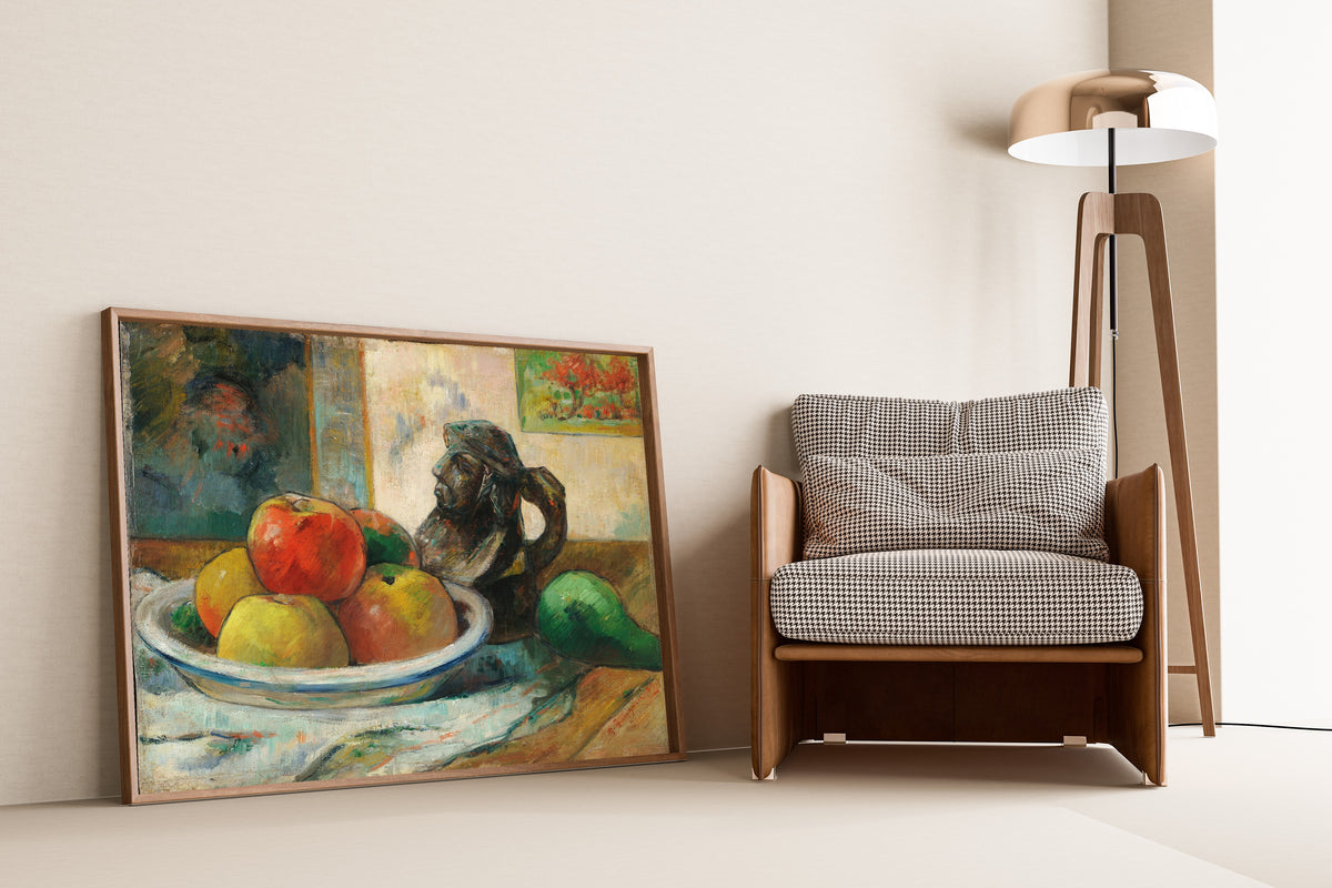 Paul Gauguin — Still Life with Apples, a Pear, and a Ceramic Portrait Jug | Fine Art Print