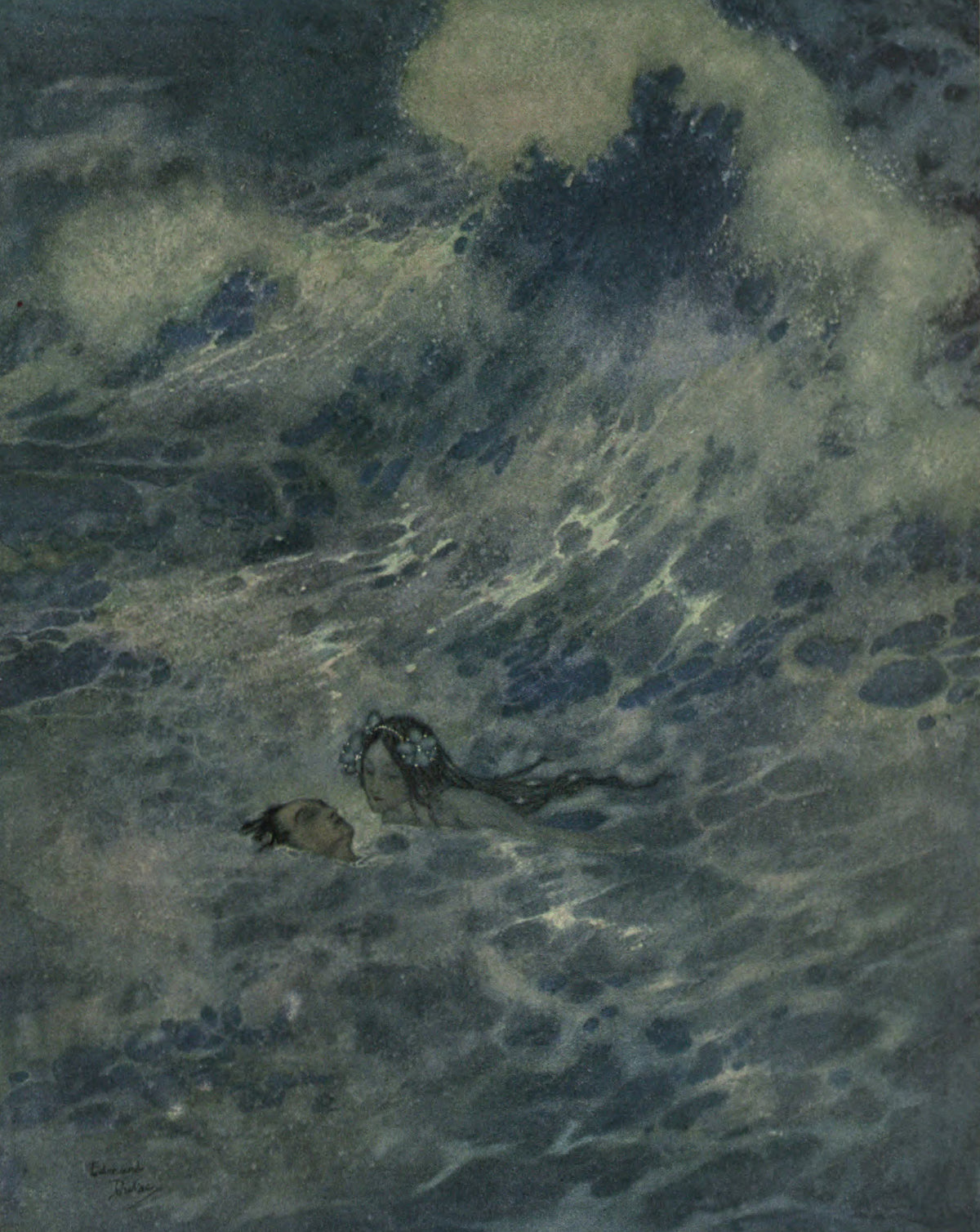 Edmund Dulac — Stories from Hans Andersen: The Little Mermaid to the Rescue | Fairy Tale Illustration Print