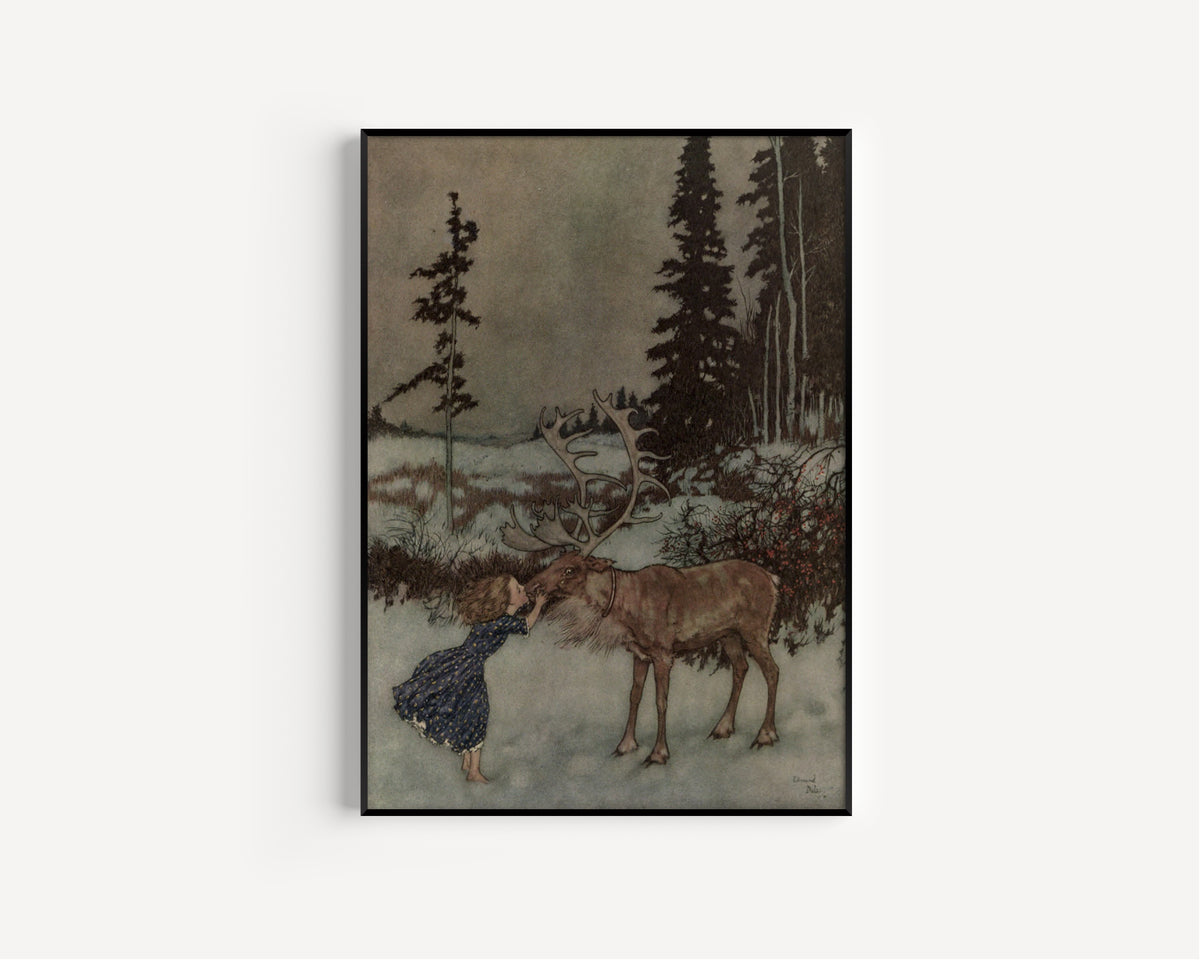 Edmund Dulac — Stories from Hans Andersen: The Reindeer Put Gerda Down | Fairy Tale Illustration Print