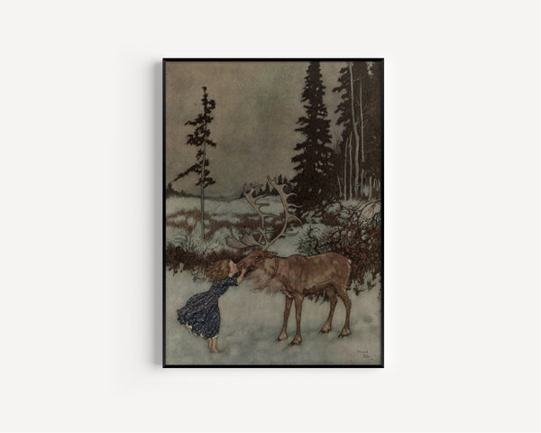 Edmund Dulac — Stories from Hans Andersen: The Reindeer Put Gerda Down | Fairy Tale Illustration Print