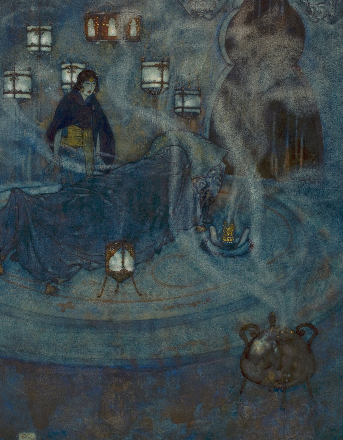 Edmund Dulac — Stories from the Arabian Nights: The Queen of the Ebony Isles | Fairy Tale Illustration Print