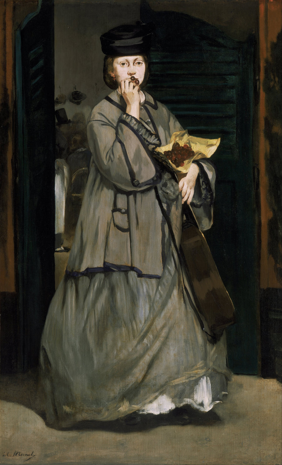 Édouard Manet — Street Singer | Fine Art Print shown to scale on a wall above a sofa