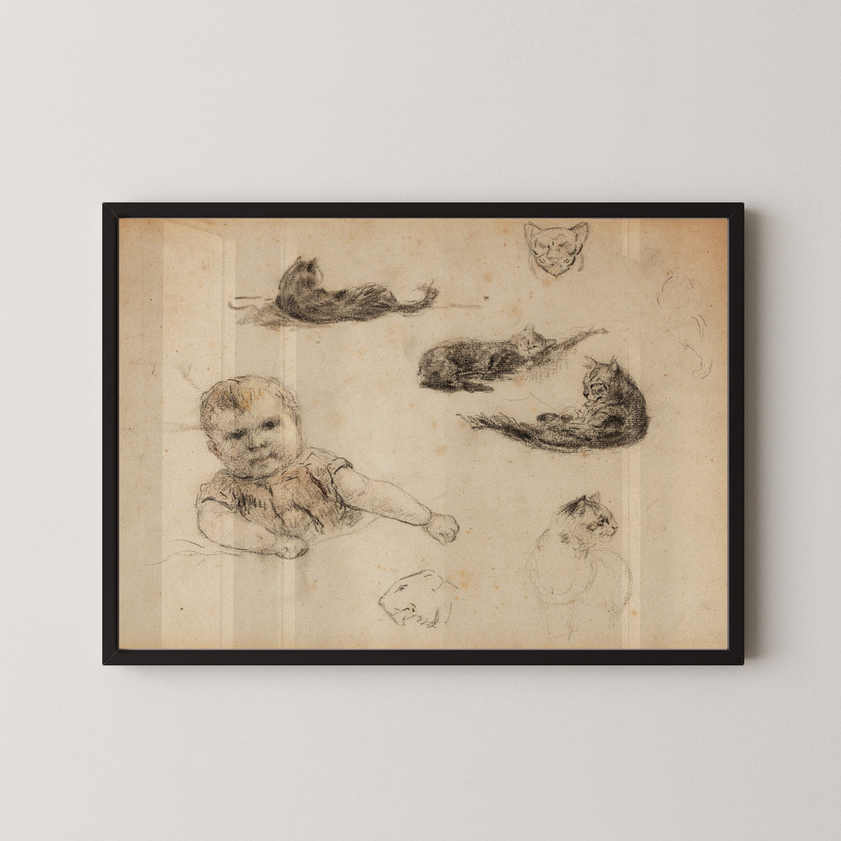 Paul Gauguin — Studies of Cats and a Child | Fine Art Print