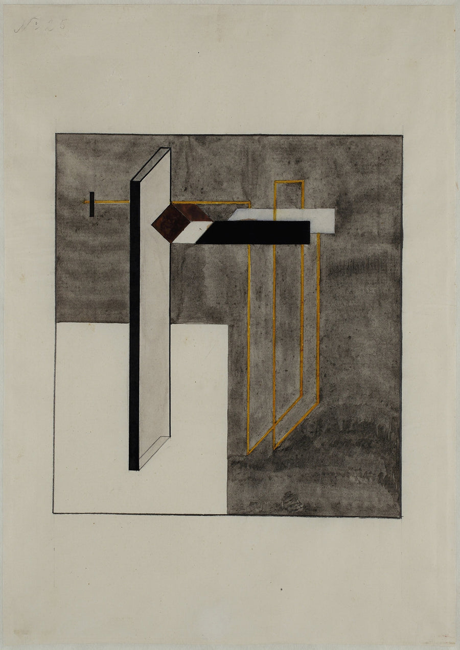 El Lissitzky — Study for Proun 4B | Constructivist Art Print shown to scale on a wall above a sofa