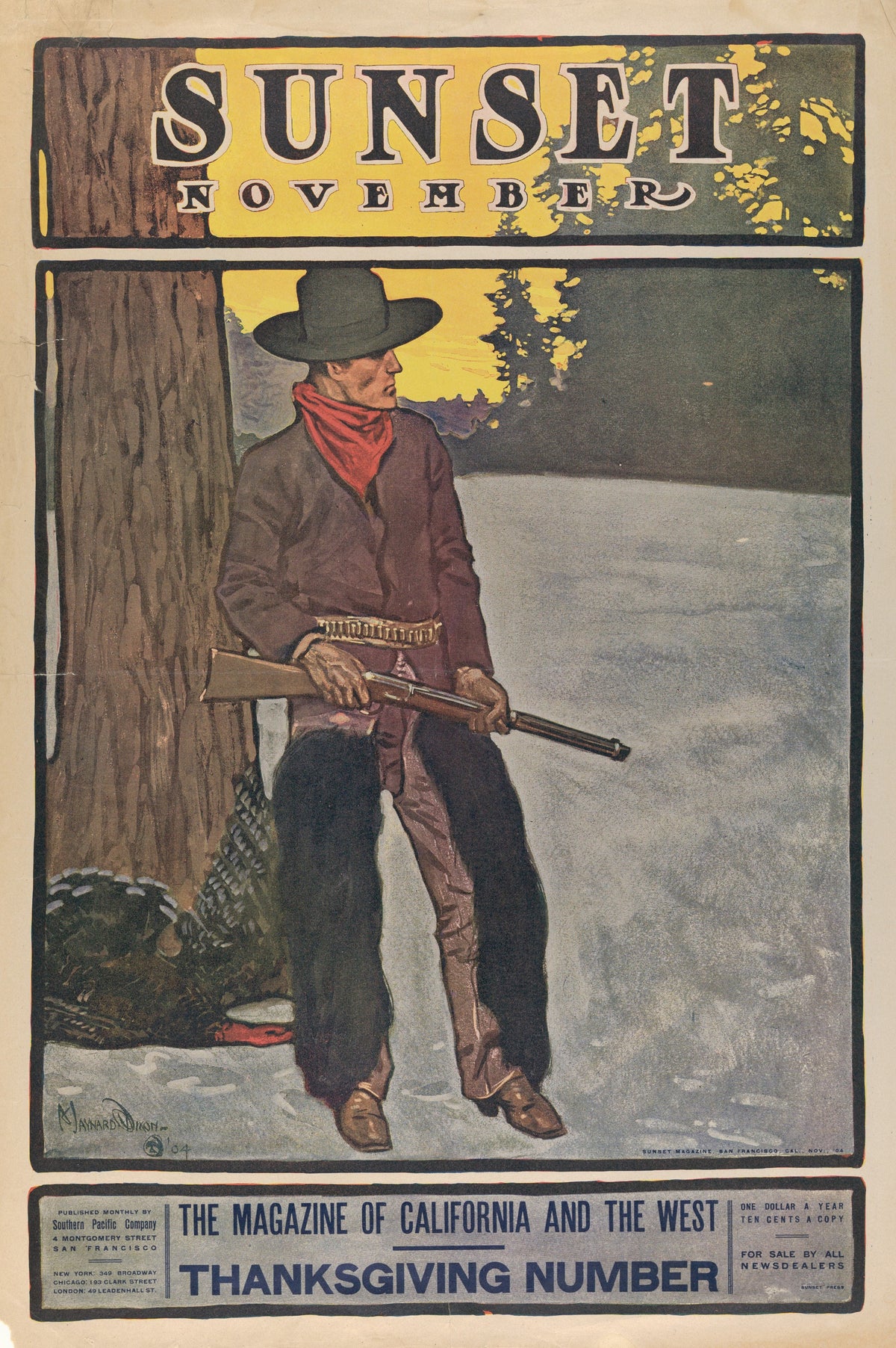Maynard Dixon — Sunset Magazine, Thanksgiving Number, November 1904 | Vintage American West Print