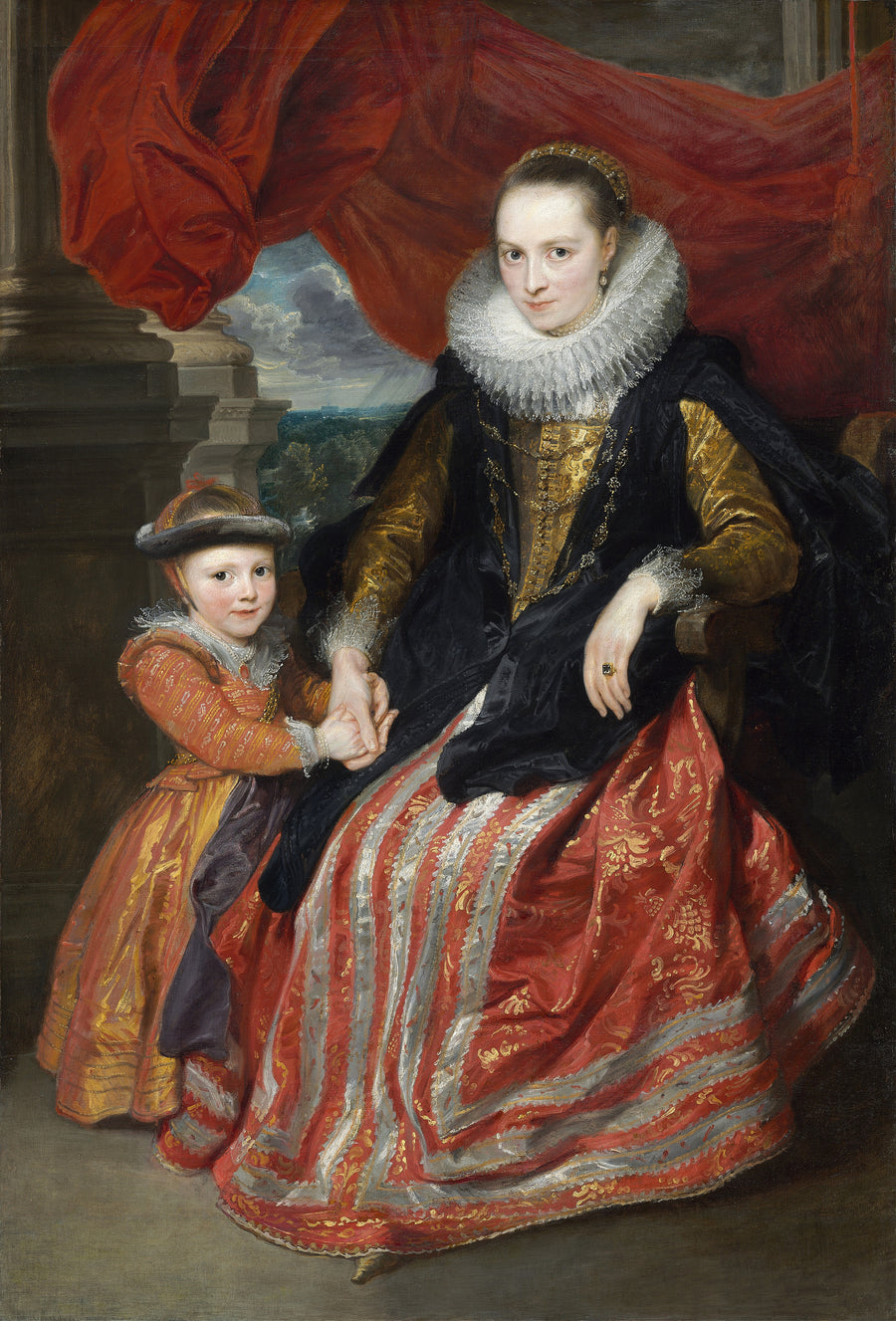 Anthony van Dyck — Susanna Fourment and Her Daughter | Fine Art Print shown to scale on a wall above a sofa