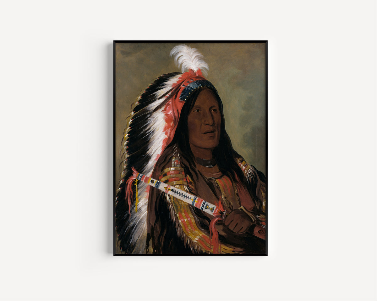 George Catlin — Táh-téck-a-da-háir, Steep Wind, a Brave of the Bad Arrow Points Band | Western Art Print