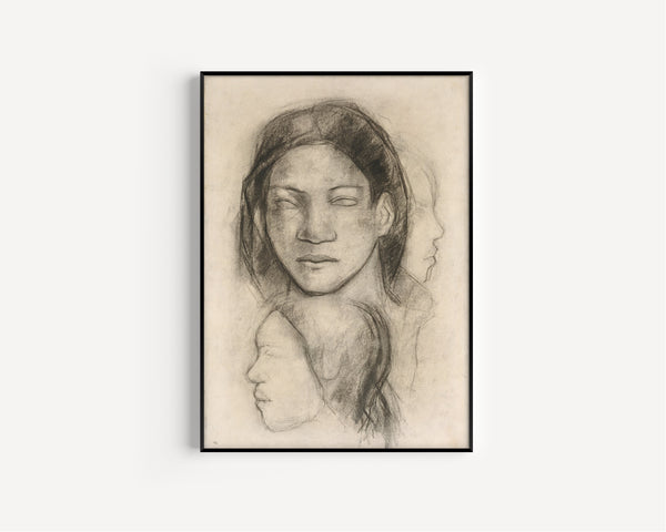 Paul Gauguin — Tahitian Faces (Frontal View and Profiles) | Fine Art Print