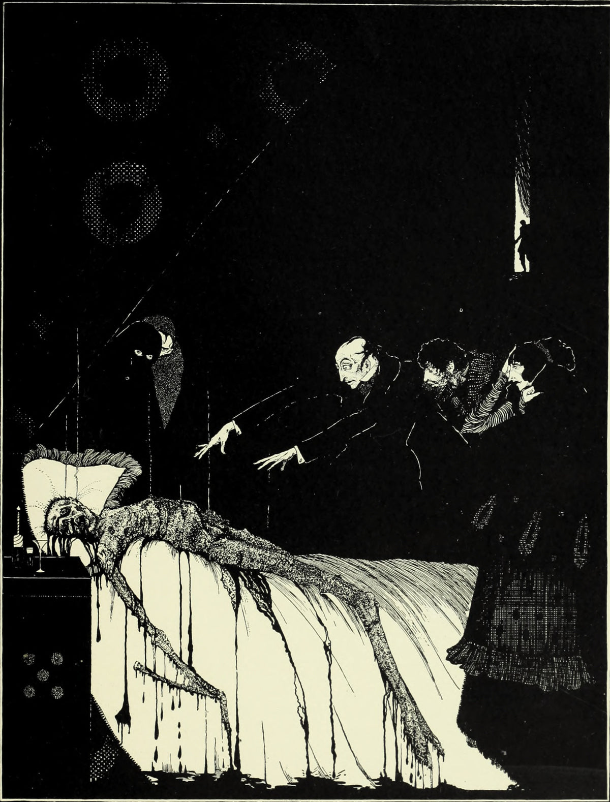 Harry Clarke — Tales of Mystery and Imagination: Upon the Bed There Lay a Nearly Liquid Mass | Gothic Illustration Print