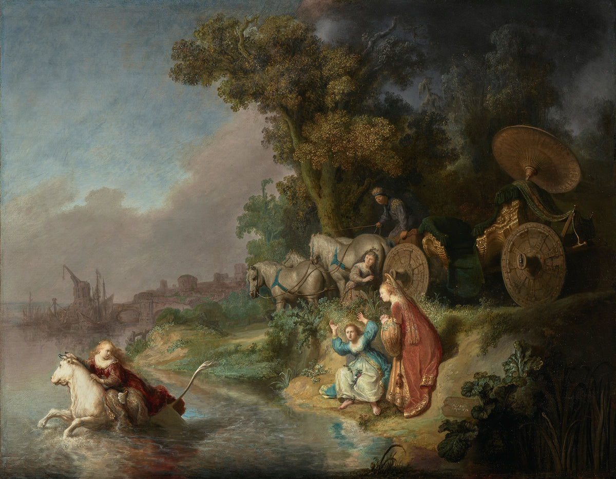 The Abduction of Europa by Rembrandt van Rijn — A white bull swims off with a princess as her companions cry out