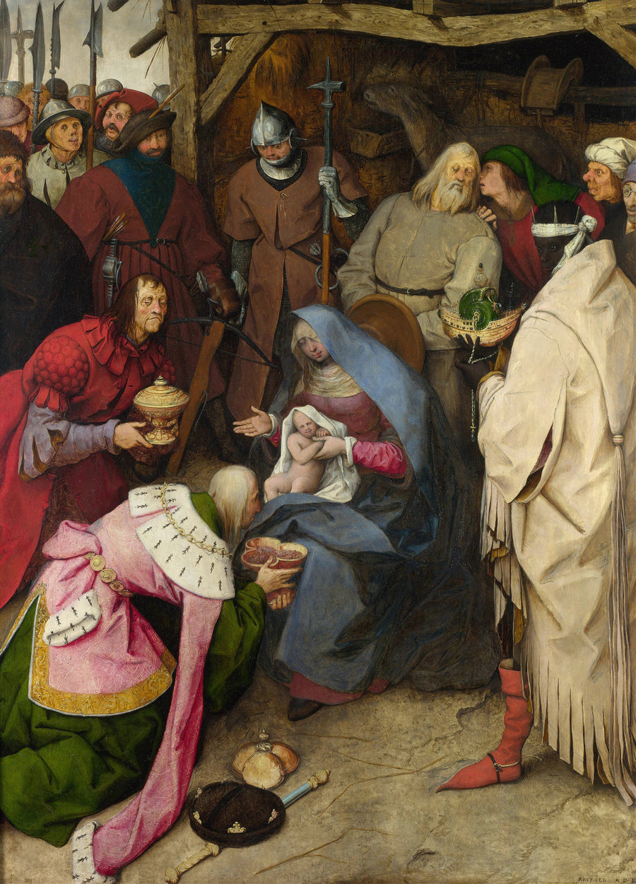 Pieter Bruegel the Elder — The Adoration of the Kings | Fine Art Print shown to scale on a wall above a sofa