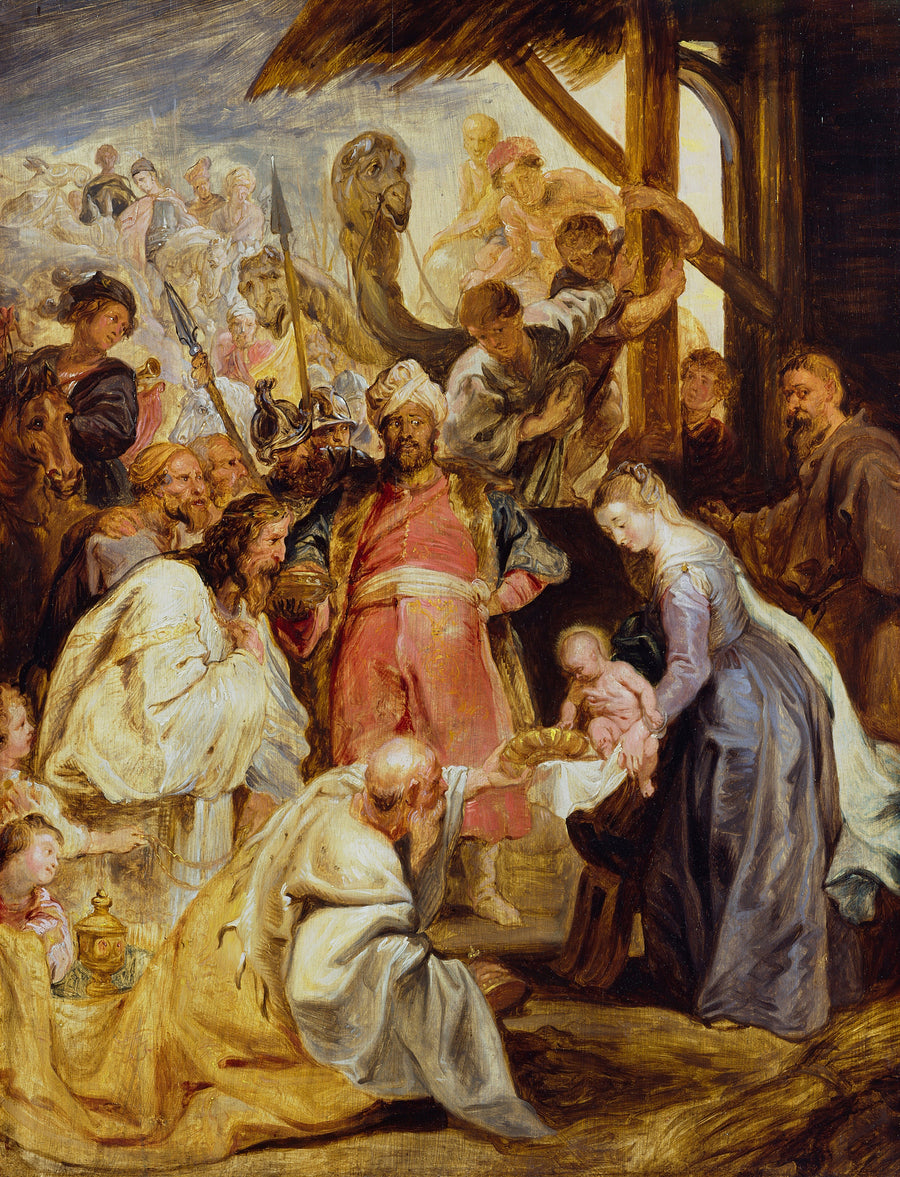 Peter Paul Rubens — The Adoration of the Magi | Fine Art Print shown to scale on a wall above a sofa
