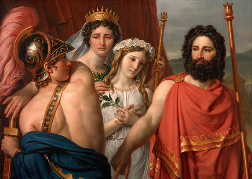 The Anger of Achilles by Jacques-Louis David — A helmeted warrior turns away as a bearded man points down